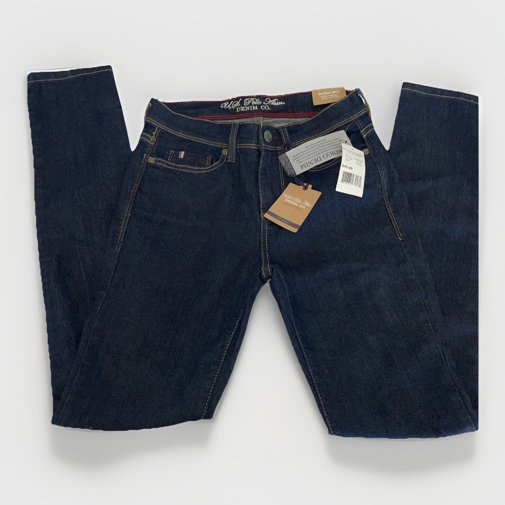 NWT U.S. Polo Assn Darlington MID RISE Skinny Fit Indigo Denim Jean Size 4 Short